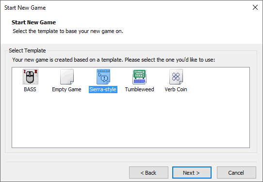 Select Template dialog