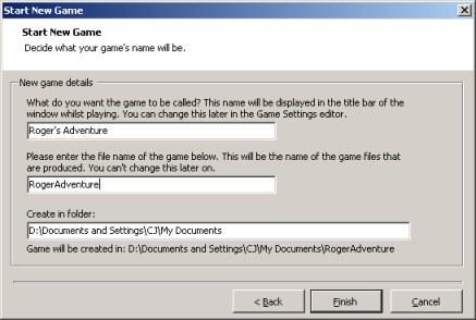 Game Name dialog