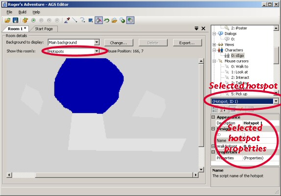 I've drawn four types of hotspot onto my screen