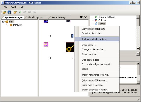 Right-clicking to replace existing sprite