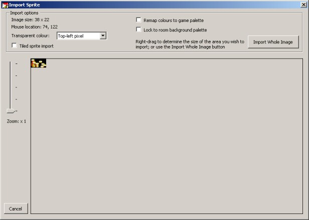 The "Import Sprite" window