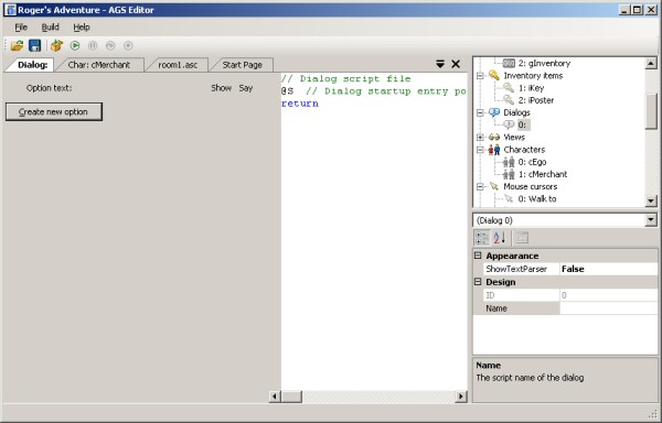 The dialog editor