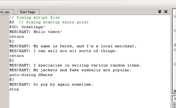 Our finished dialog script