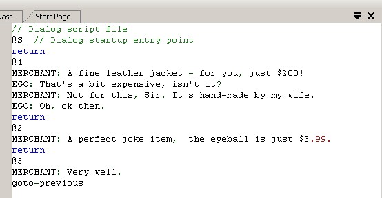 Dialog script for dWares